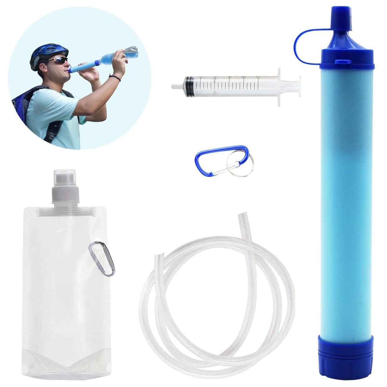 Altijd schoon en veilig drinkwater – waterfilterset voor outdoor en noodsituaties (2 STUKS) - voor Sinterklaas en Kerst