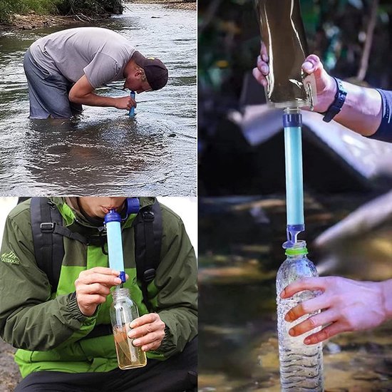 Altijd schoon en veilig drinkwater – waterfilterset voor outdoor en noodsituaties (2 STUKS) - voor Sinterklaas en Kerst