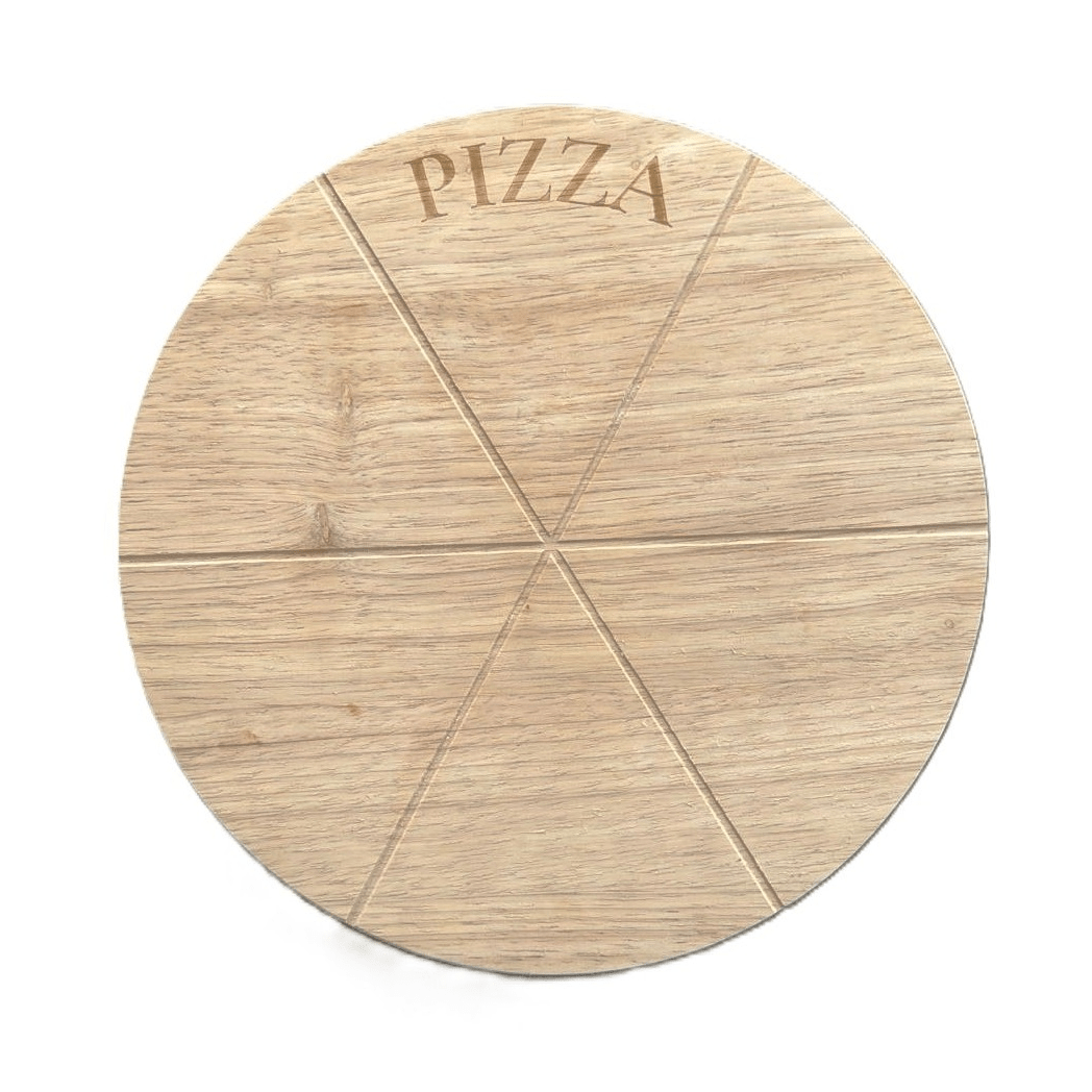 Draaibaar pizzabord van duurzaam rubberhout – Ø33 cm – met snijgroeven en antislip voet - voor Sinterklaas en Kerst