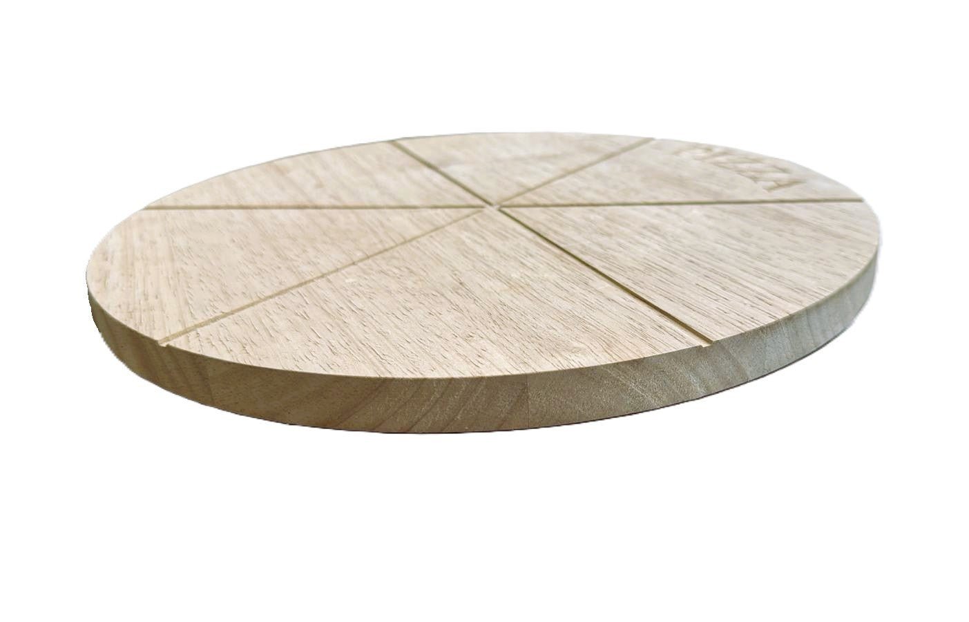 Draaibaar pizzabord van rubberwood – Ø33 cm – met snijgroeven en antislip voet - THINGS - TO - BUY