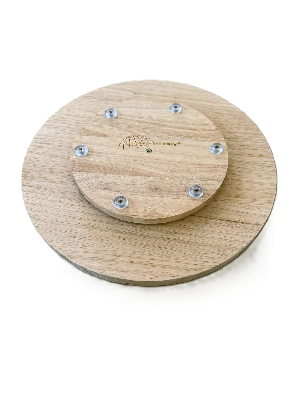 Draaibaar pizzabord van rubberwood – Ø33 cm – met snijgroeven en antislip voet - THINGS - TO - BUY