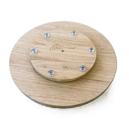 Draaibaar pizzabord van duurzaam rubberhout – Ø33 cm – met snijgroeven en antislip voet - voor Sinterklaas en Kerst