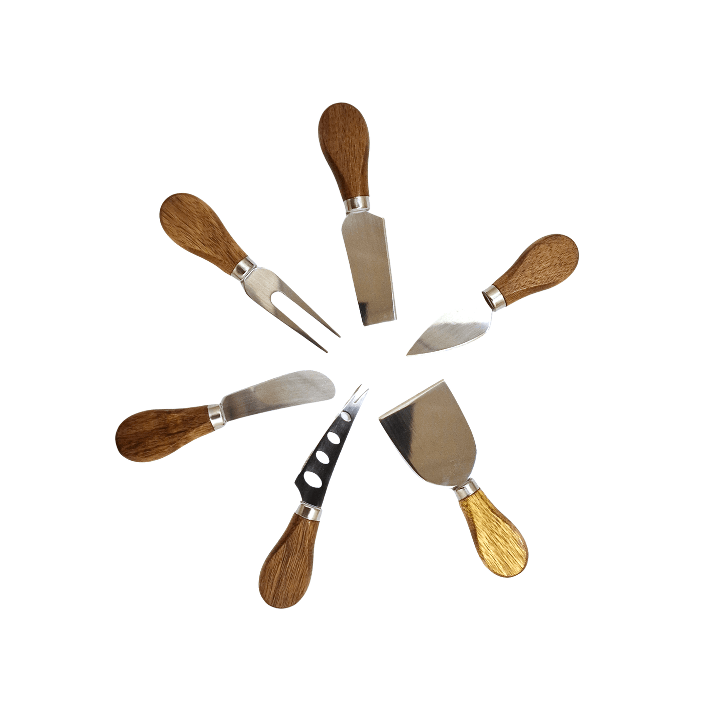 Kaasmesjes set 6-delig – RVS met houten handgreep – in luxe giftbox