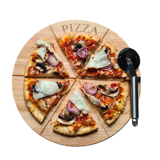 Draaibaar pizzabord Ø 33 CM Met RVS Pizzasnijder - THINGS - TO - BUY - voor Sinterklaas en Kerst