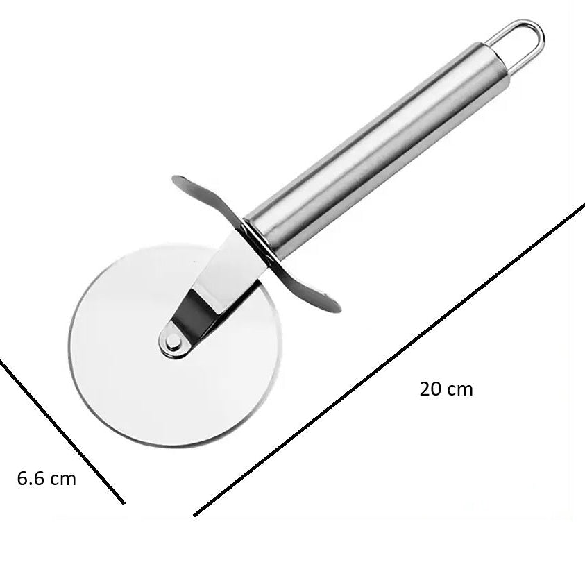 RVS pizzasnijder 20 cm met snijwiel Ø6,6 cm – roestvrij staal - THINGS - TO - BUY - voor Sinterklaas en Kerst
