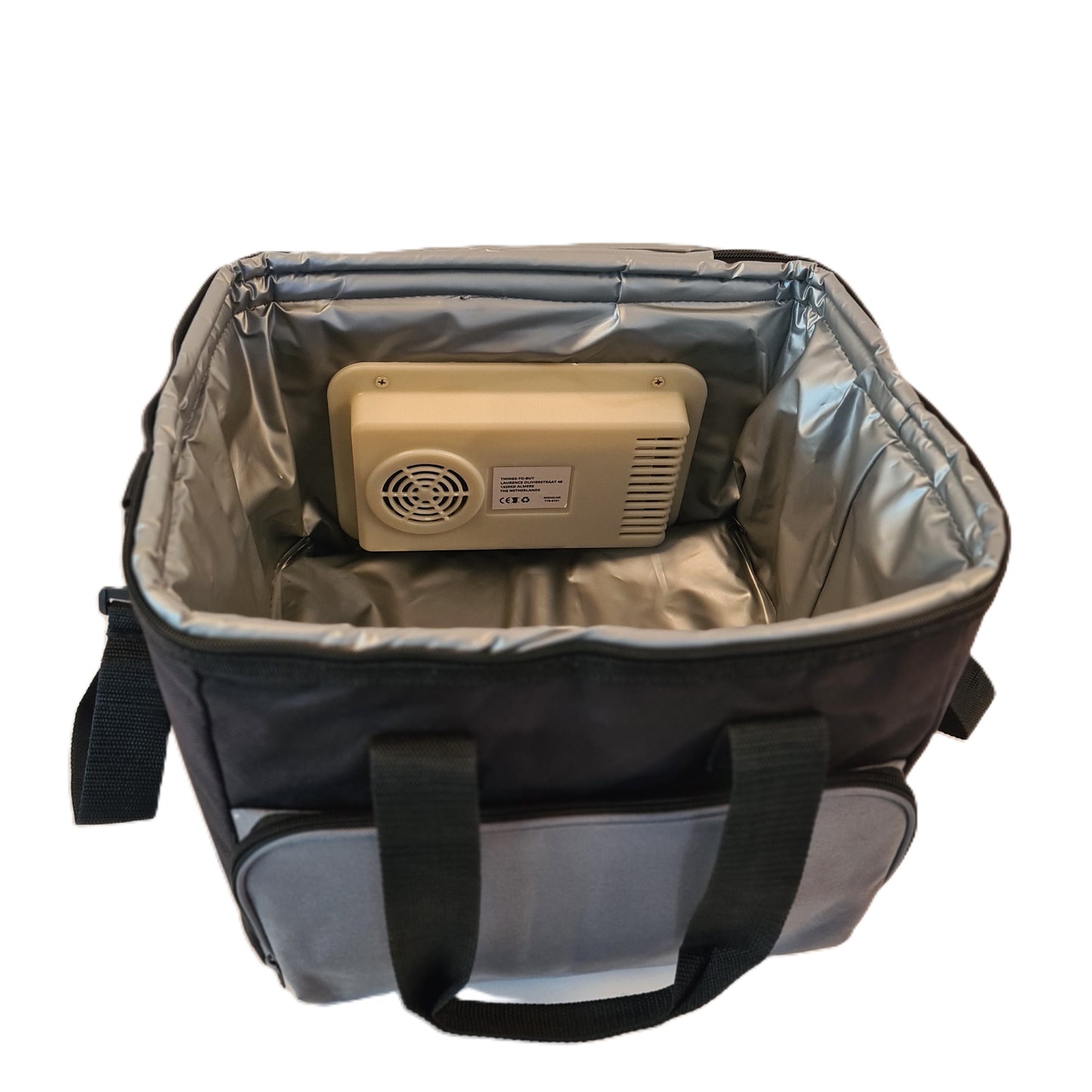 Elektrische koeltas 12V – 15 liter met 220V omvormer – opvouwbaar met schouderband