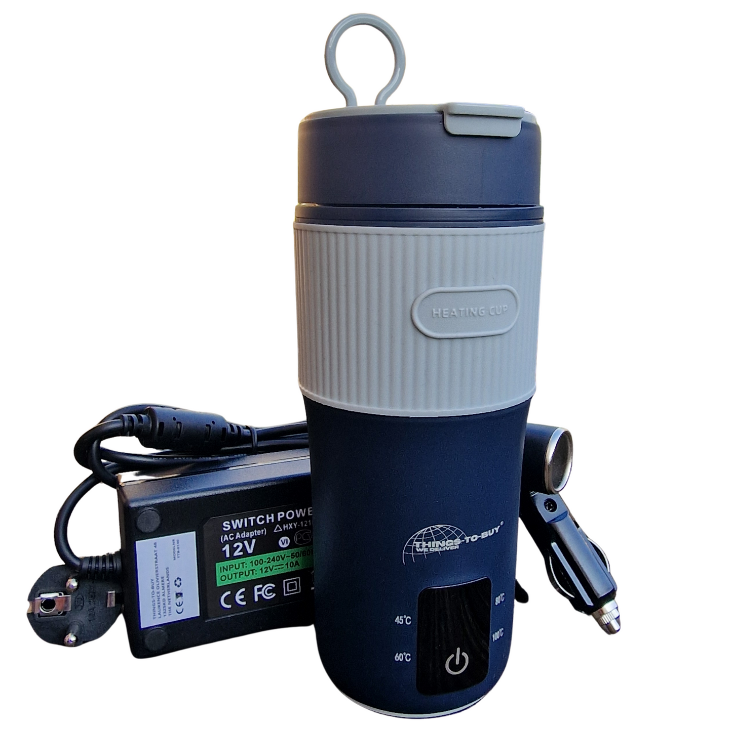 Bouilloire électrique thermos 12V/24V + onduleur 10A – chauffe jusqu'à 100°C