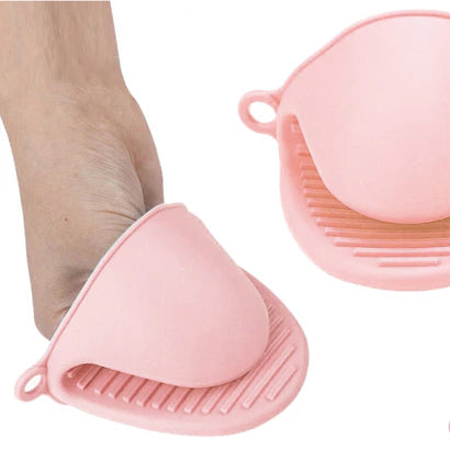 Compacte siliconen ovenhandschoen met antislip – hittebestendig roze (2 stuks)