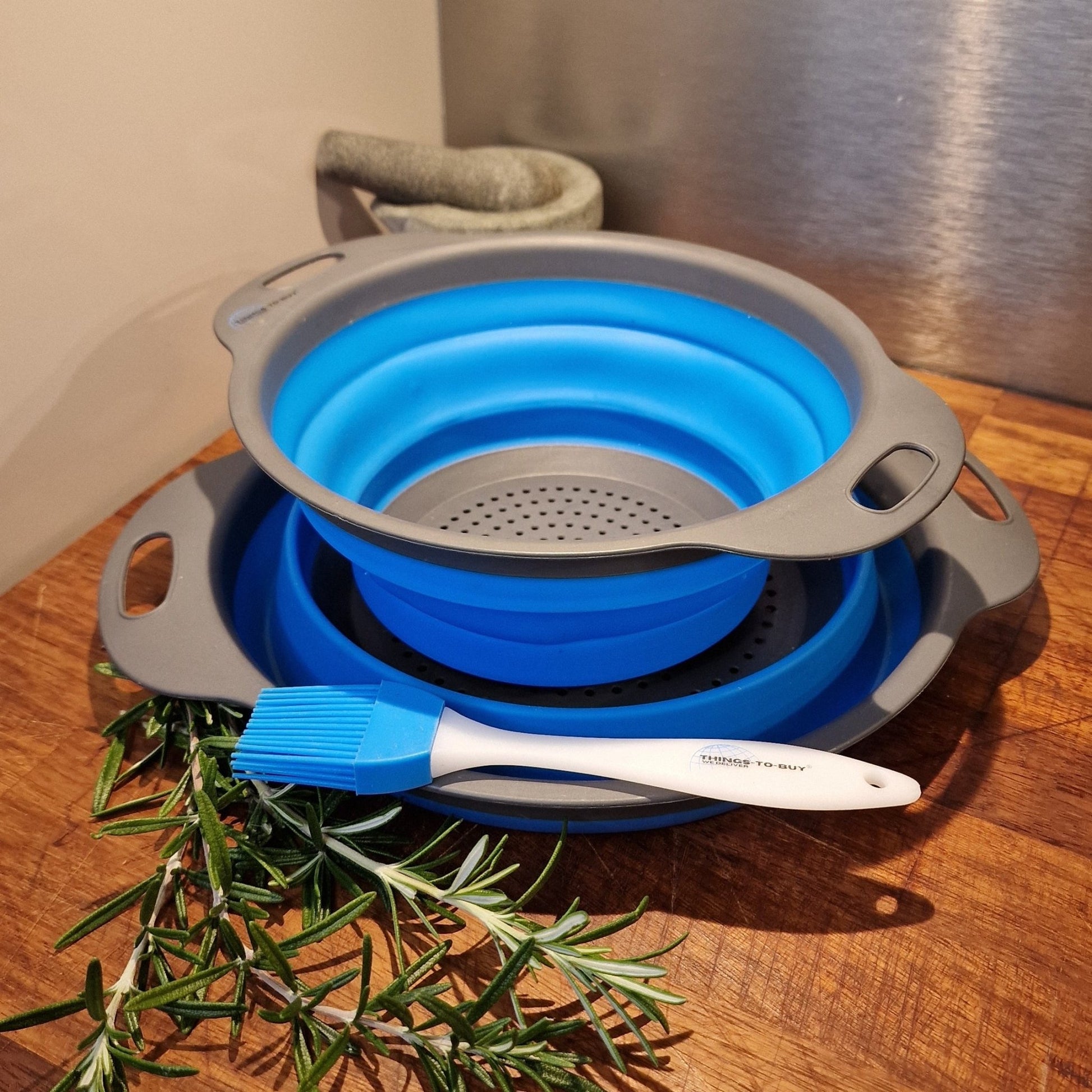 Cadeaupakket Blauw – siliconen bakkwast & vergietset - THINGS - TO - BUY