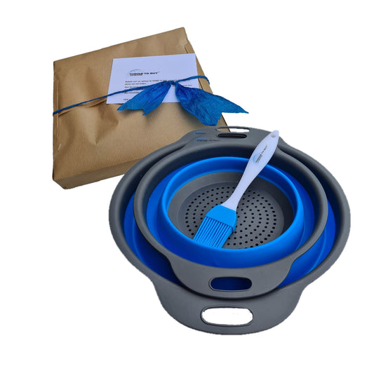 Cadeaupakket Blauw – siliconen bakkwast & vergietset - THINGS - TO - BUY