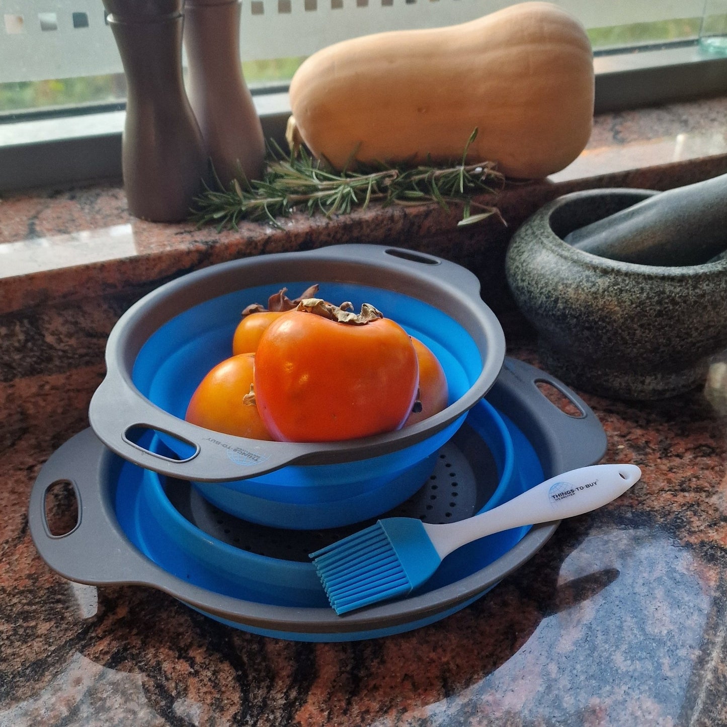 Cadeaupakket Blauw – siliconen bakkwast & vergietset - THINGS - TO - BUY