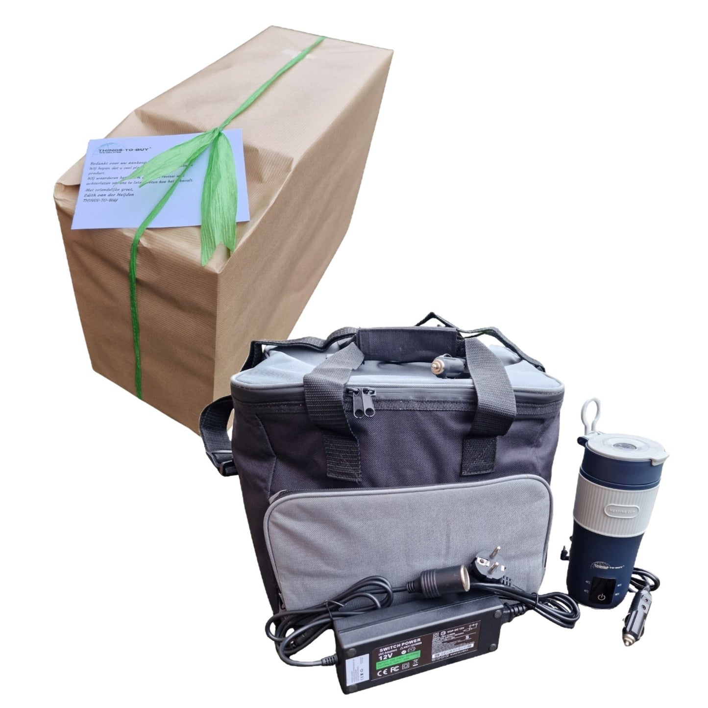 Cadeaupakket Dagtrip – 12V waterkoker, 10A omvormer & elektrische koeltas