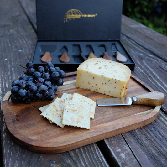 Cadeaupakket Kaas – serveerplank & 6 - delige kaasmesjes set - THINGS - TO - BUY