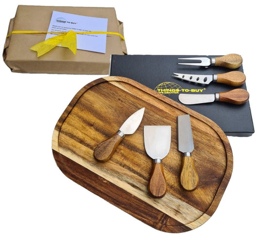 Cadeaupakket Kaas – serveerplank & 6 - delige kaasmesjes set - THINGS - TO - BUY - voor Sinterklaas en Kerst