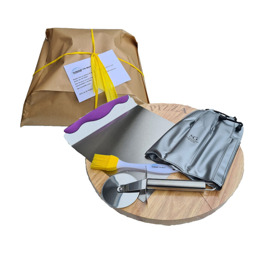 Cadeaupakket Pizza – pizzabord, snijder, schep, wijnkoeler & bakkwast - THINGS - TO - BUY