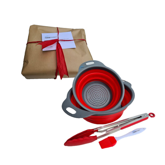 Cadeaupakket Rood – siliconen keukentang, bakkwast & vergietset - THINGS - TO - BUY