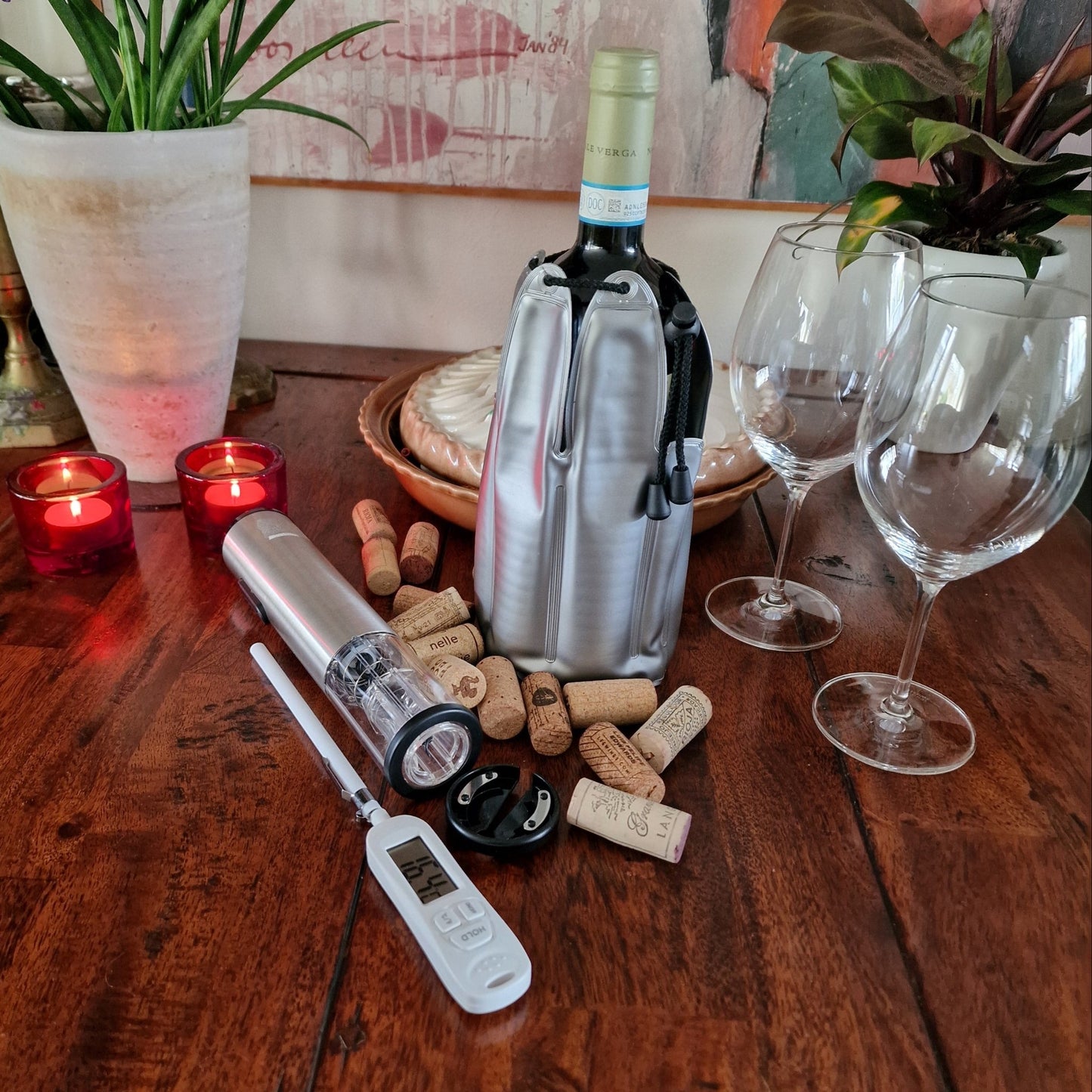 Cadeaupakket Wijn – wijnkoeler, digitale thermometer & elektrische kurkentrekker - THINGS - TO - BUY