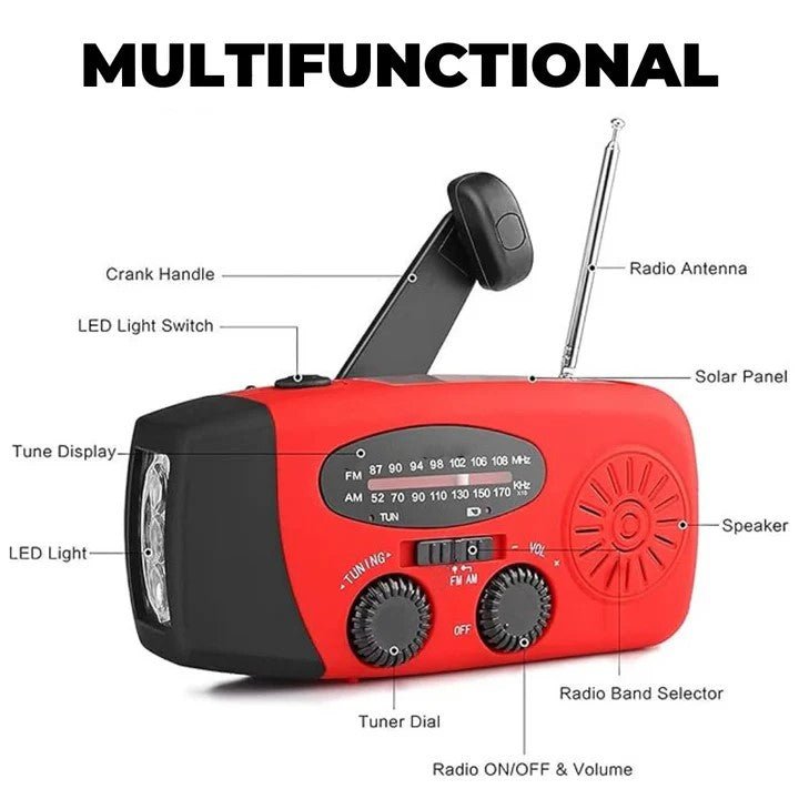 Draagbare noodradio met powerbank en zaklamp – jouw redder in nood! - THINGS - TO - BUY