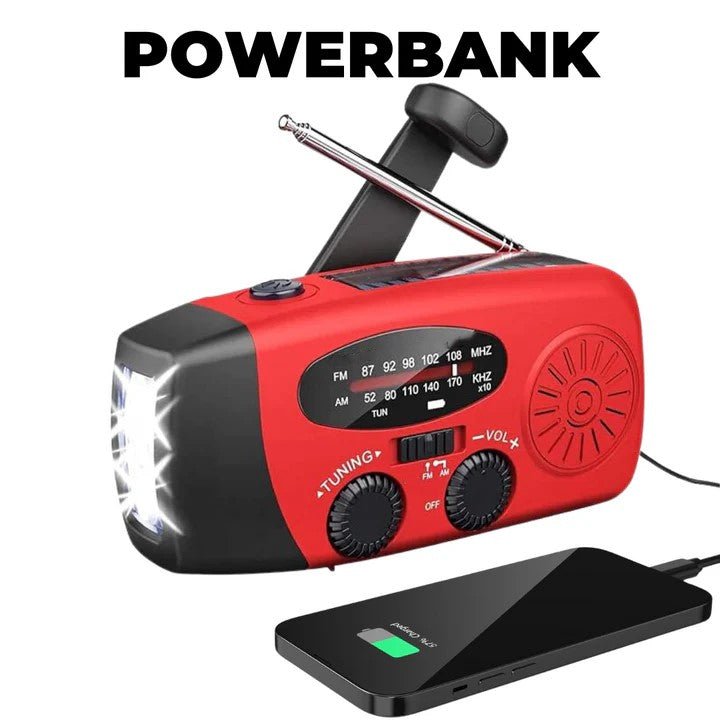 Draagbare noodradio met powerbank en zaklamp – jouw redder in nood! - THINGS - TO - BUY