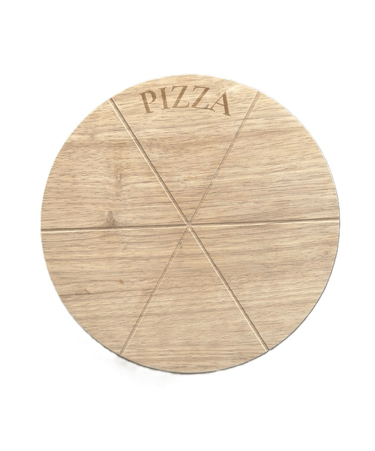 Draaibaar pizzabord van rubberwood – Ø33 cm – met snijgroeven en antislip voet - THINGS - TO - BUY