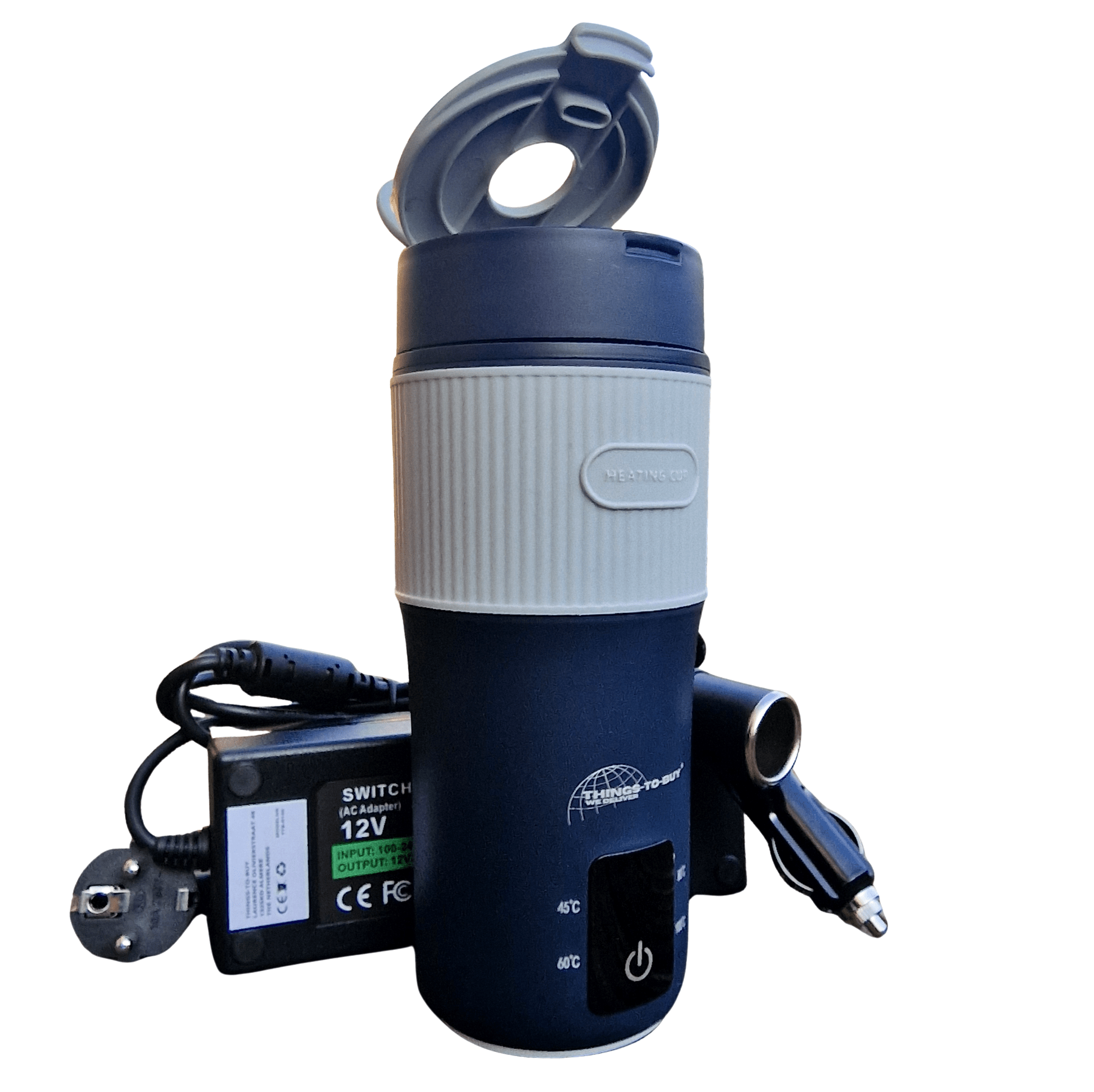 Elektrische waterkoker thermosbeker 12V/24V + 10A omvormer – verwarmt tot 100°C - THINGS - TO - BUY