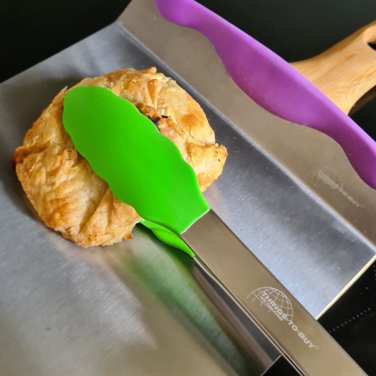 Grip op eten – siliconen/RVS keukentang 34 cm (6 kleuren), hittebestendig (korting vanaf 2 stuks) - THINGS - TO - BUY