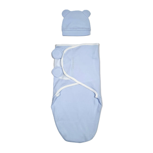 Inbakerdoek Met Muts BLAUW, 0 - 3 Maanden - THINGS - TO - BUY