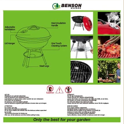 Kogelbarbecue 35,5 cm met deksel – houtskool BBQ - THINGS - TO - BUY