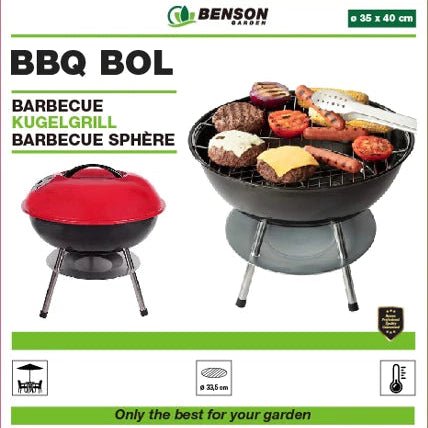 Kogelbarbecue 35,5 cm met deksel – houtskool BBQ - THINGS - TO - BUY