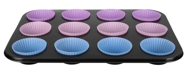Muffinbakvorm met 12 siliconen vormpjes
