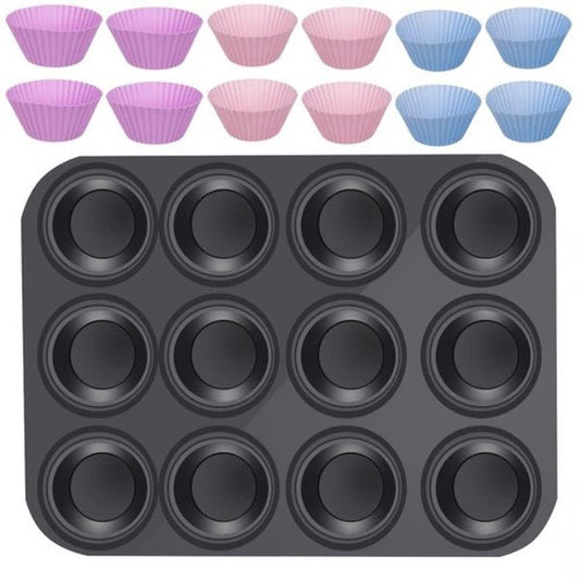 Muffinbakvorm met 12 siliconen vormpjes