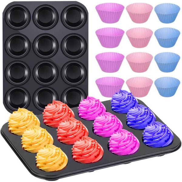 Muffinbakvorm met 12 siliconen vormpjes
