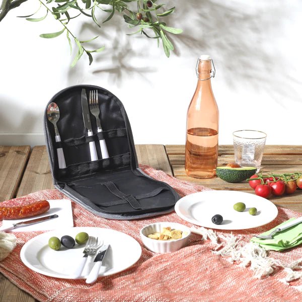 Picknick bestekset voor 2 personen – compleet in draagtas - THINGS - TO - BUY