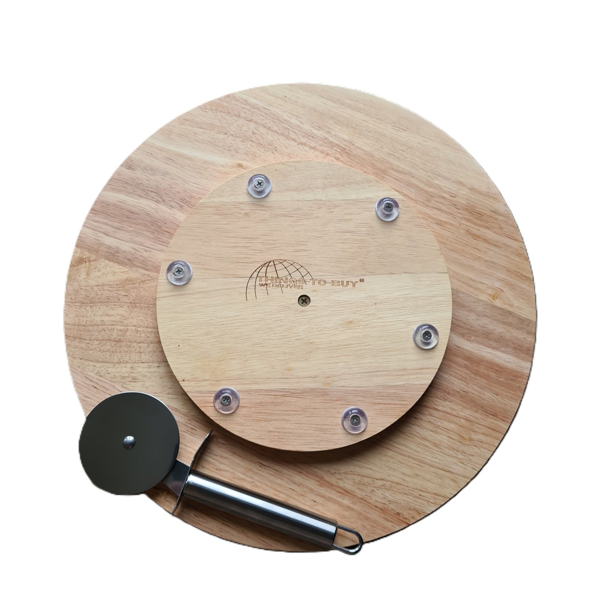 Pizza Draaiplateau Ø 33 CM Met RVS Pizzasnijder - THINGS - TO - BUY