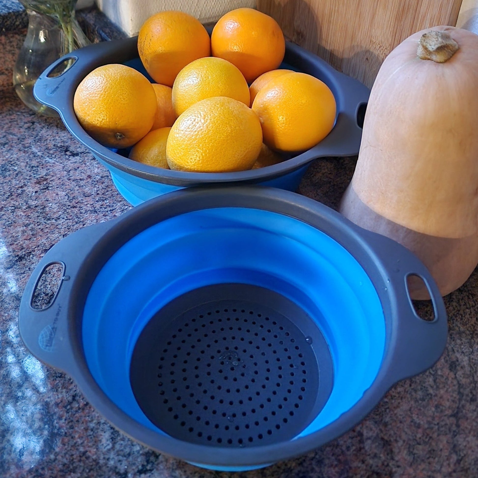 Slim en handig afgieten – 2 - delige opvouwbare siliconen vergiet set, BPA - vrij & hittebestendig - THINGS - TO - BUY