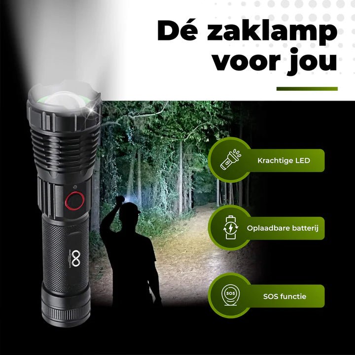 Ultrakrachtige oplaadbare LED Zaklamp – 2000 Lumen – Waterdicht IP - 66 - THINGS - TO - BUY