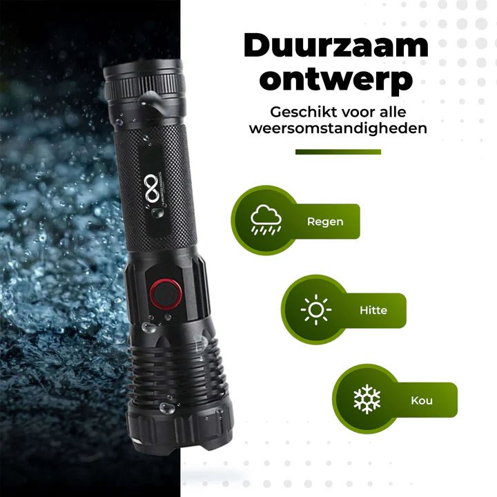 Ultrakrachtige oplaadbare LED Zaklamp – 2000 Lumen – Waterdicht IP - 66 - THINGS - TO - BUY